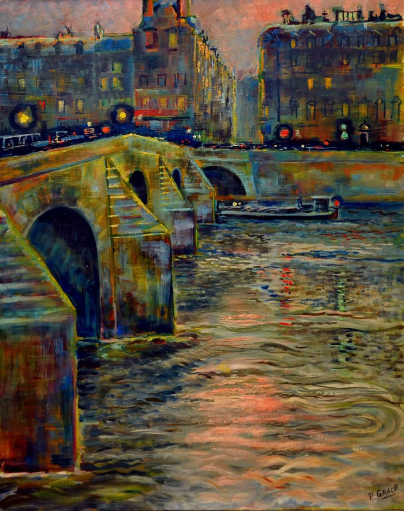 Pierre Grach - Le Pont-Neuf le soir - 65x81