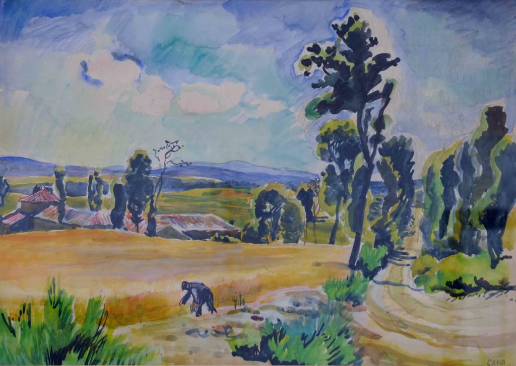 Pierre Grach - Paysage aux collines - 65x49