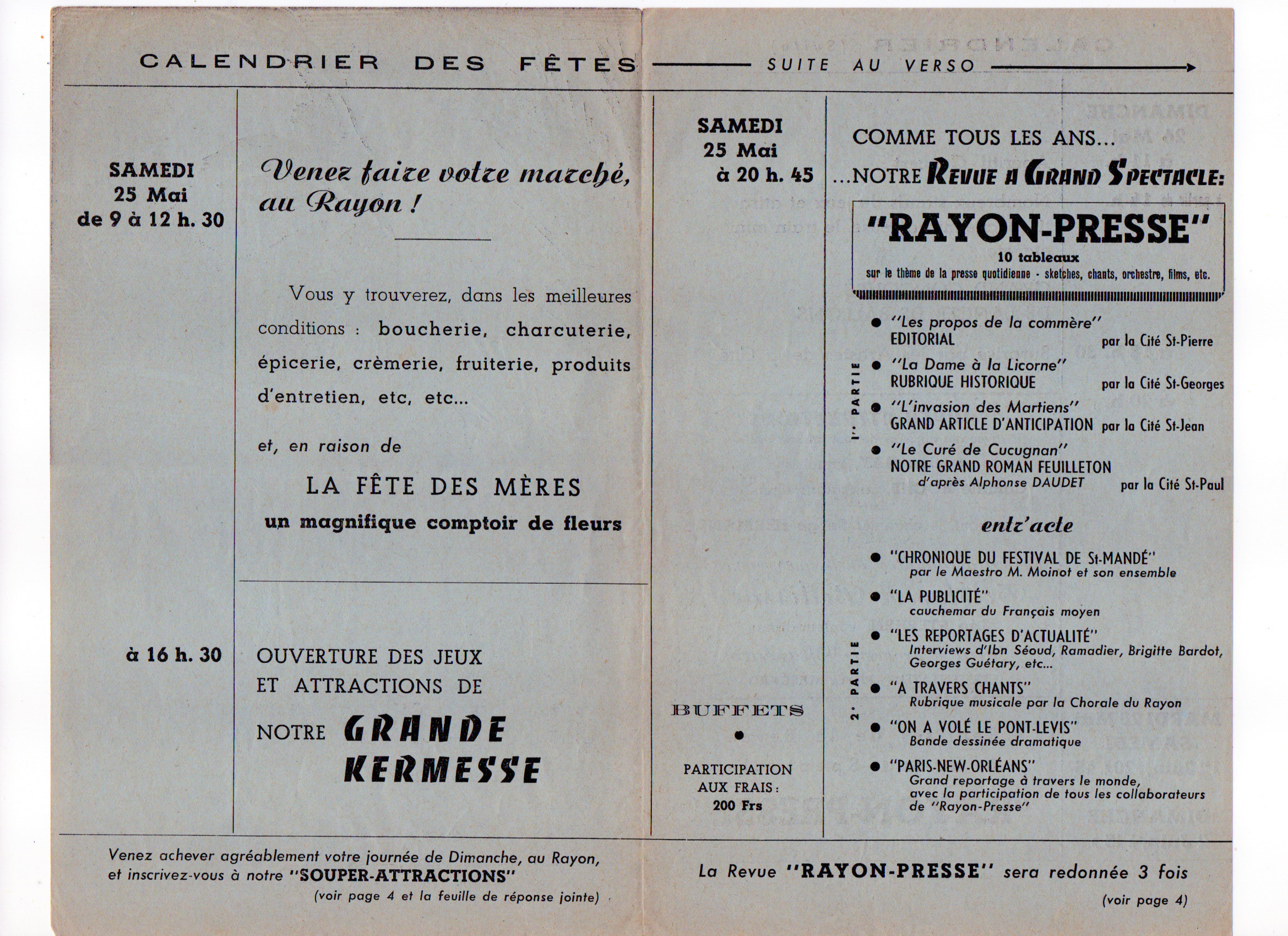 Affiche du Rayon 1957 (verso)